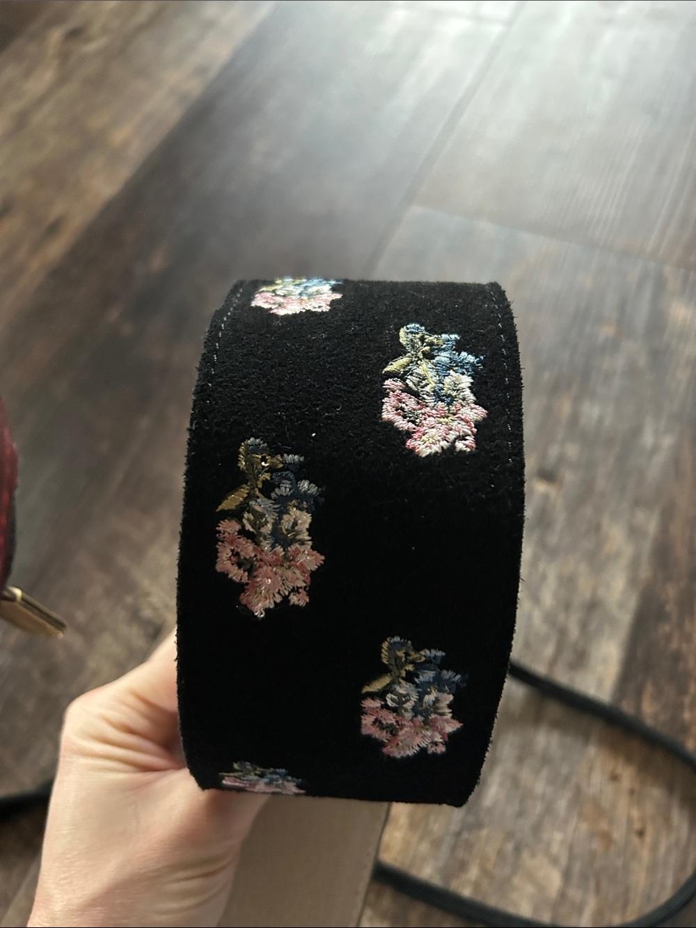 White House Black Market Black Floral Embellished Tie Leather Belt XS/S NWT